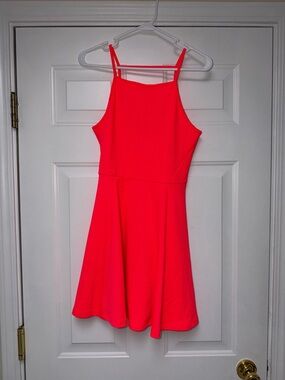 Divided Neon Pink Spaghetti-Strap Skater Dress